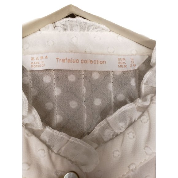 Zara Cream Swiss Dot vintage Bohemian top - Picture 5 of 10